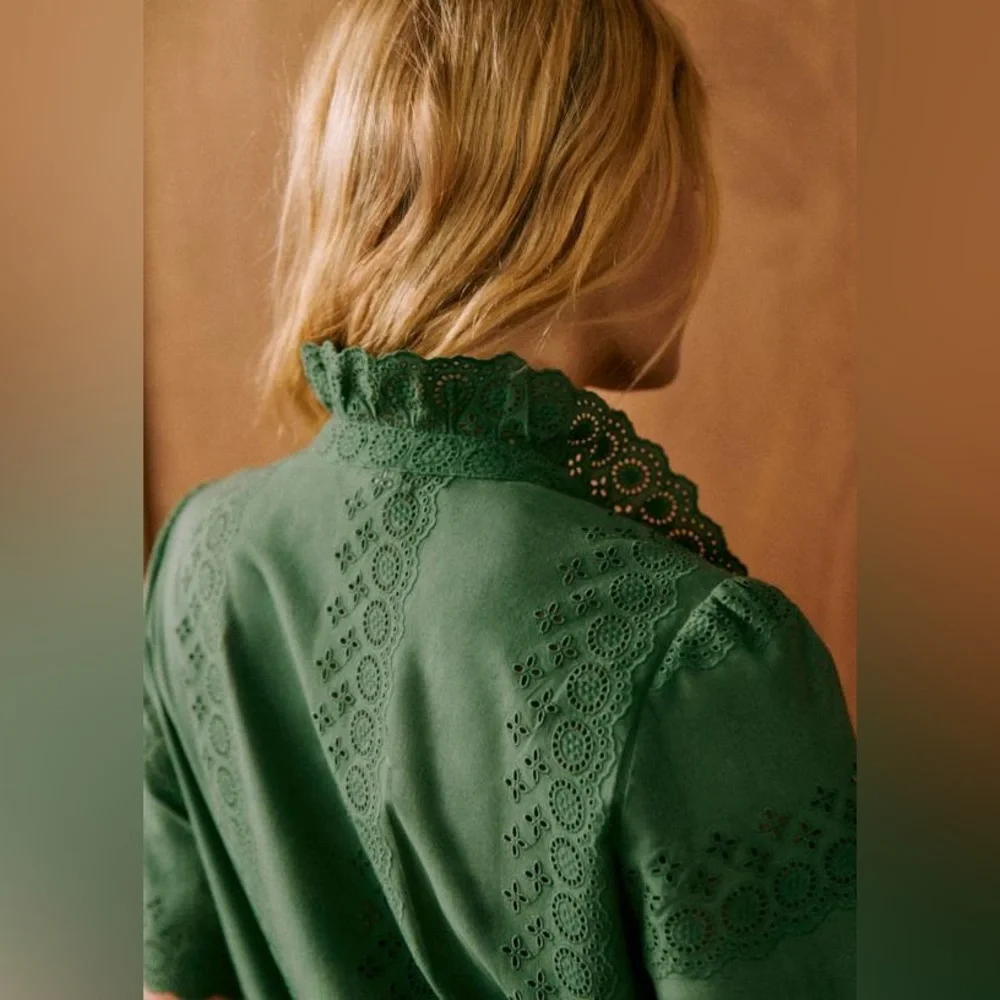 Sézane Dalhia Shirt in Bottle Green FR 38 / US 6 - Picture 2 of 8